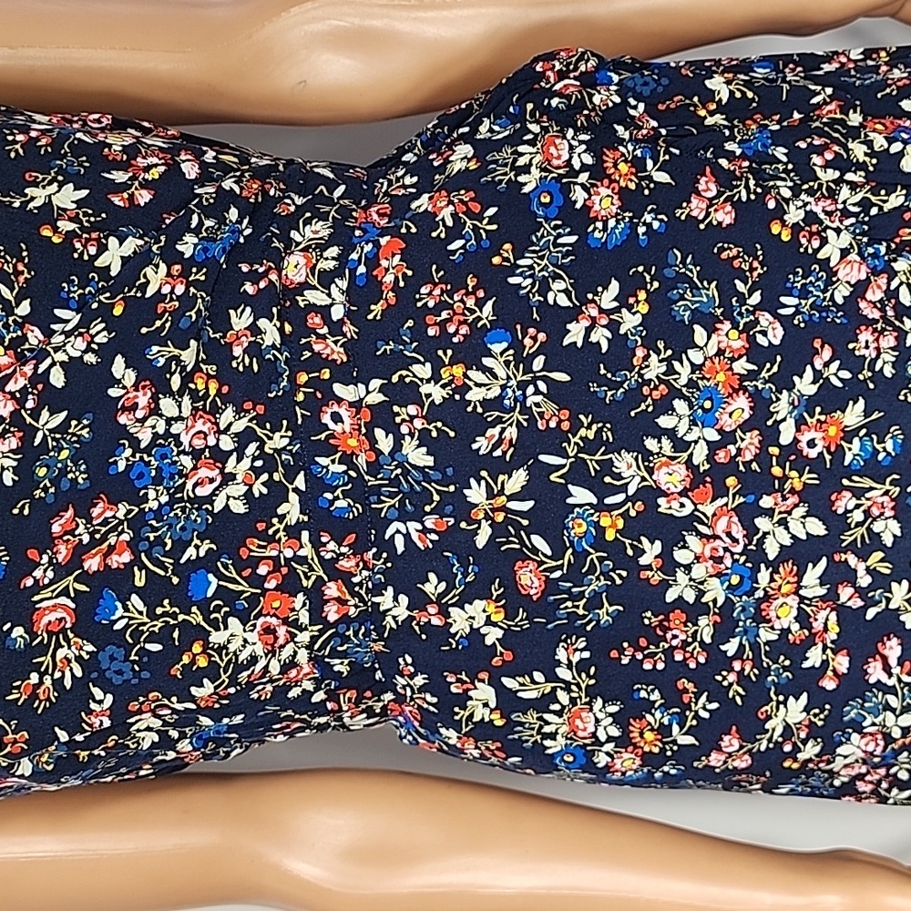 J.Crew Ruffle-front Mini Faux Wrap Dress in Tapestry Blue Floral Size 10 Medium - Picture 9 of 15